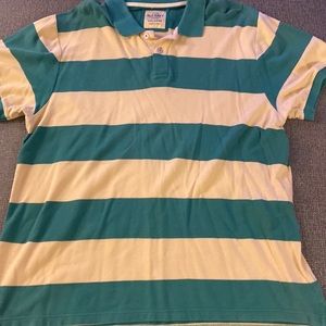 Men’s Plus Size Green & Yellow Wide Striped Polo Shirt